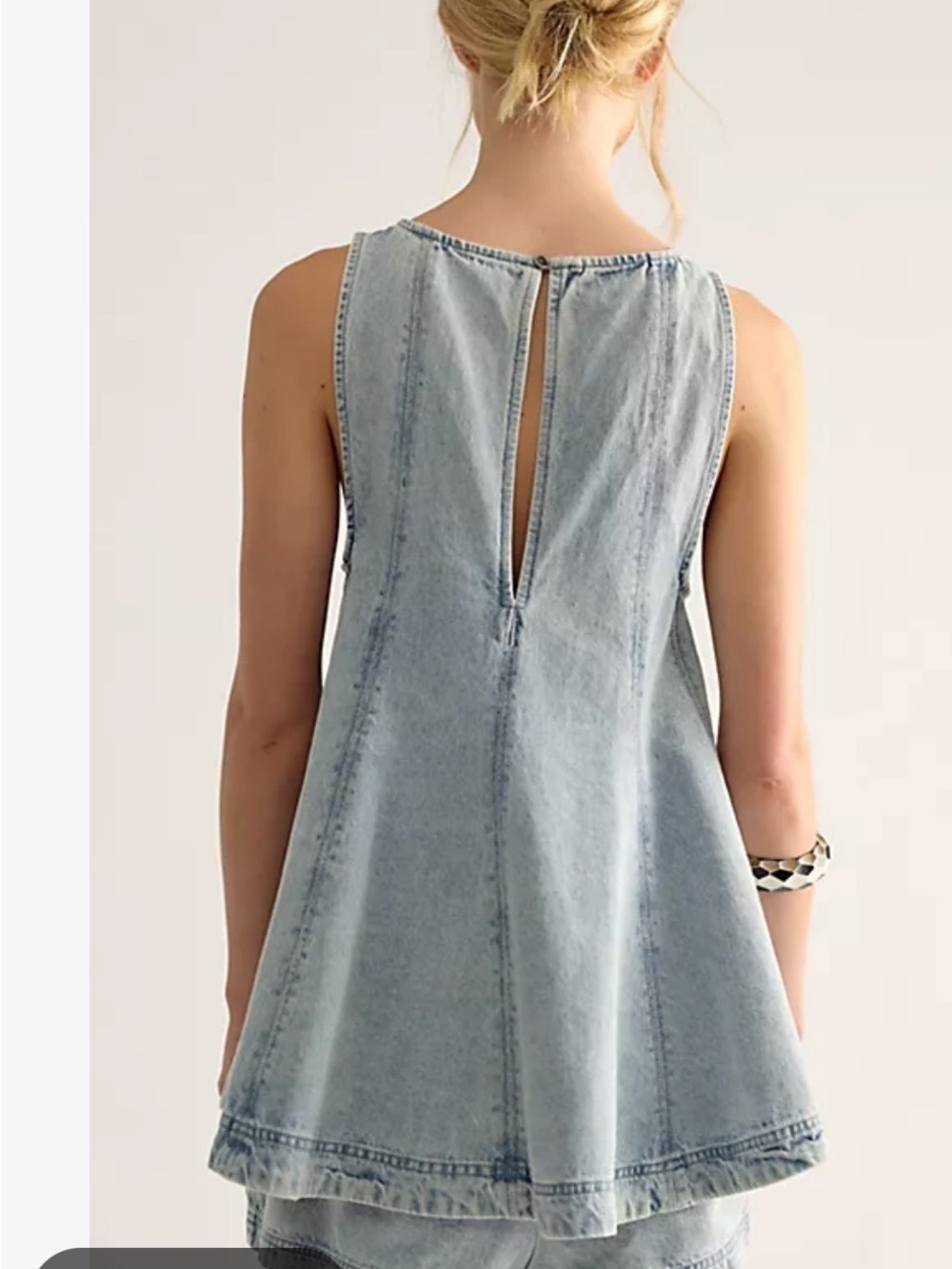 Free People Light Wash Denim Sleeveless Swing Top